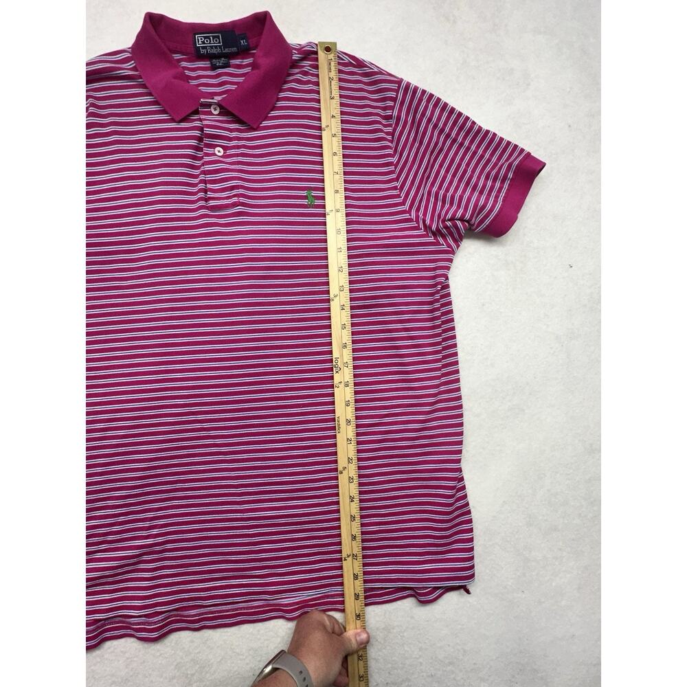 Polo Ralph Lauren Mens XL Pink Blue Striped Polo Shirt Green Polo Y2K Preppy - Picture 3 of 6